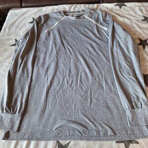 Comfy Chemo Long Sleeve T-Shirt Mens XL Dual Zippers Port Access Light Gray
